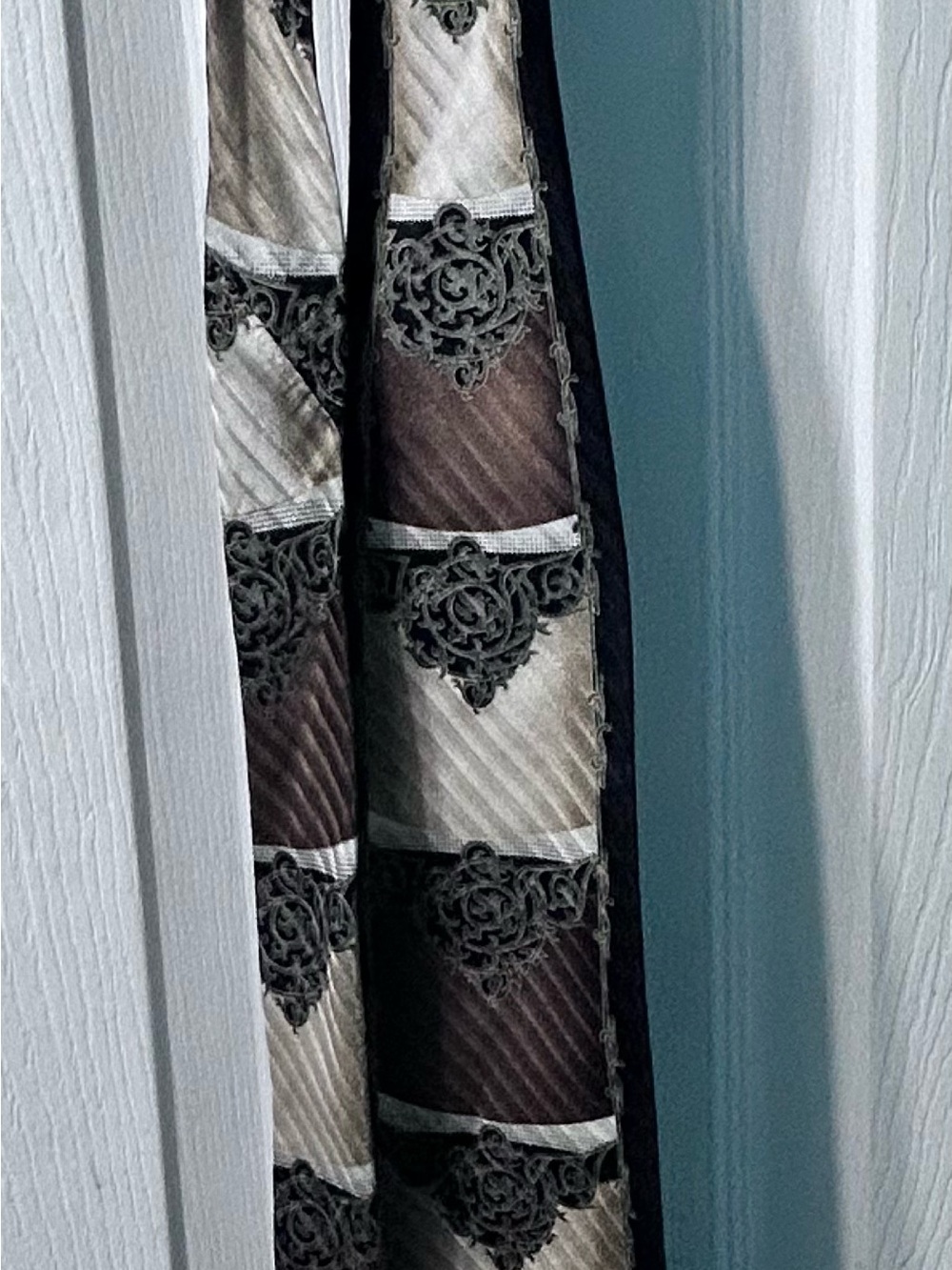 Giorgio Cosani Striped Damask Tie in Brown & Cream